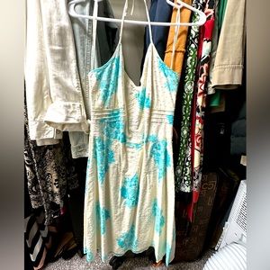 Ann Taylor cream & turquoise floral dress